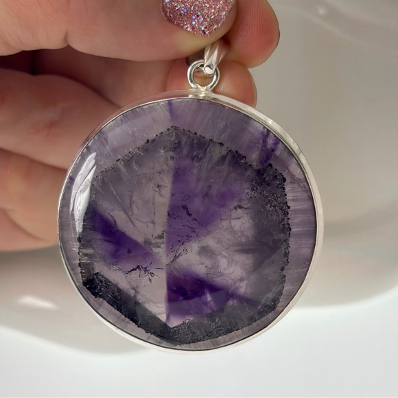 Sterling Silver 925 Jewelry Set Star Amethyst Pendant & Multi Bracelet - Picture 2 of 11